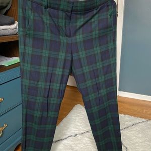 J Crew green/blue Spartan blue plaid cropped Cameron wool pant